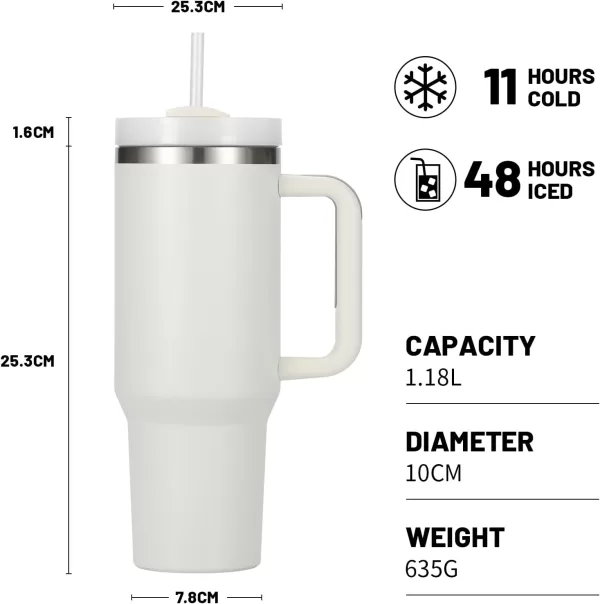 FOOJo 40oz Tumbler with Handle and Straw Lid - Travel Mug Leak-Proof Insulated Stainless Steel – Water Bottle for Hot and Cold Beverages (Moon) - Image 3